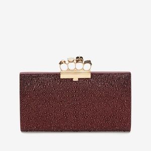 Women's Jewelled Flat Pouch in Prune